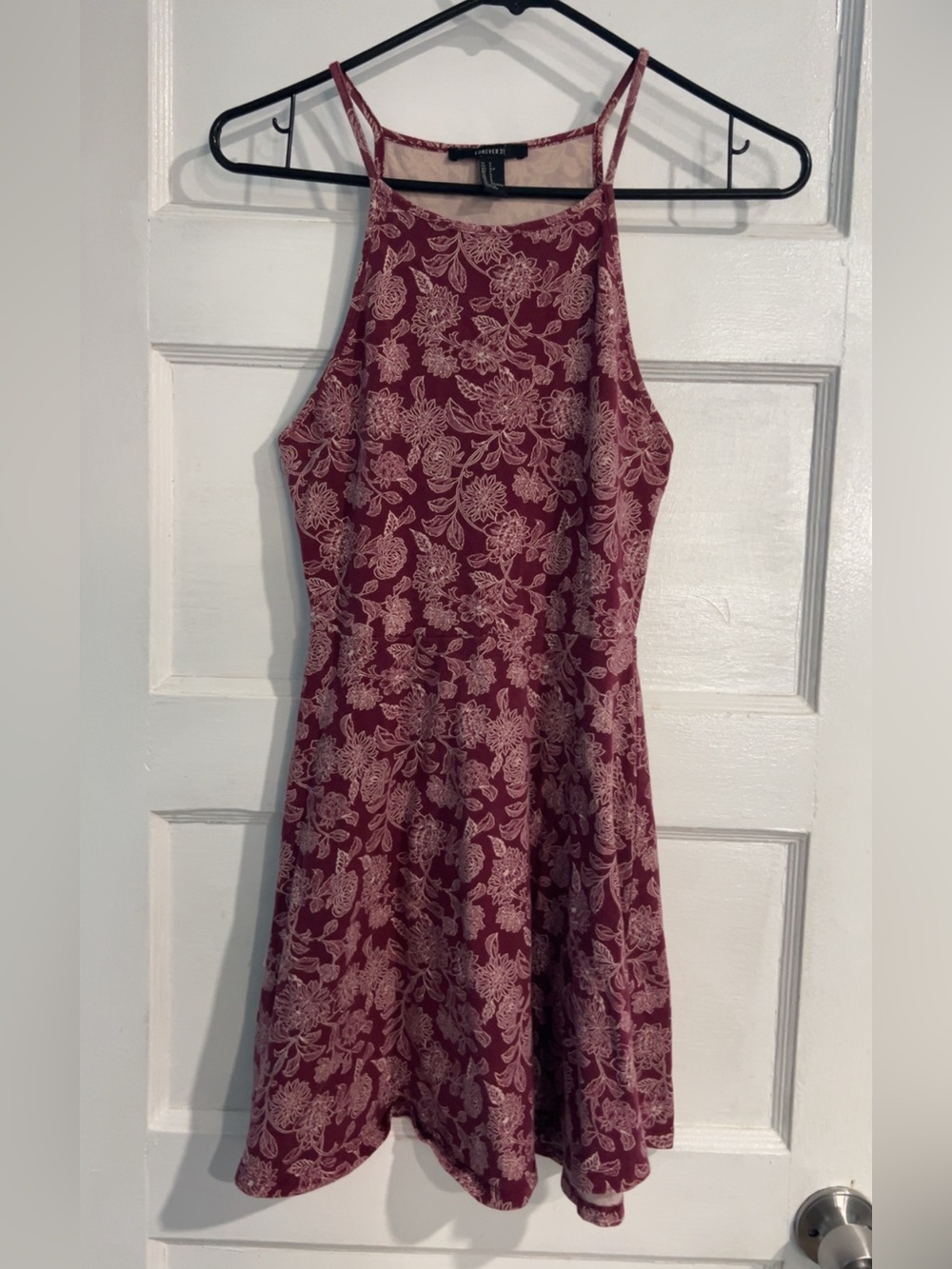 Forever 21 Burgundy Floral Halter Mini Dress